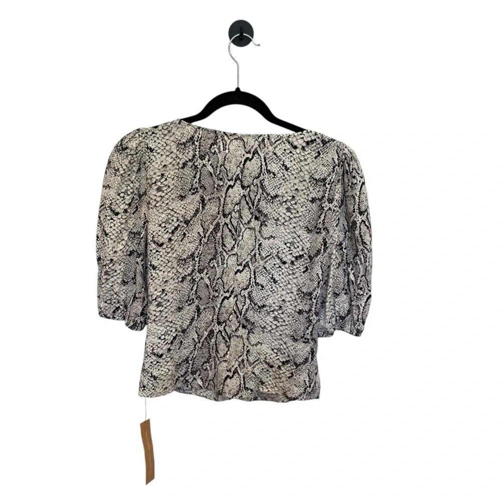 New Reformation Eliana Button Down Top In Snakeskin